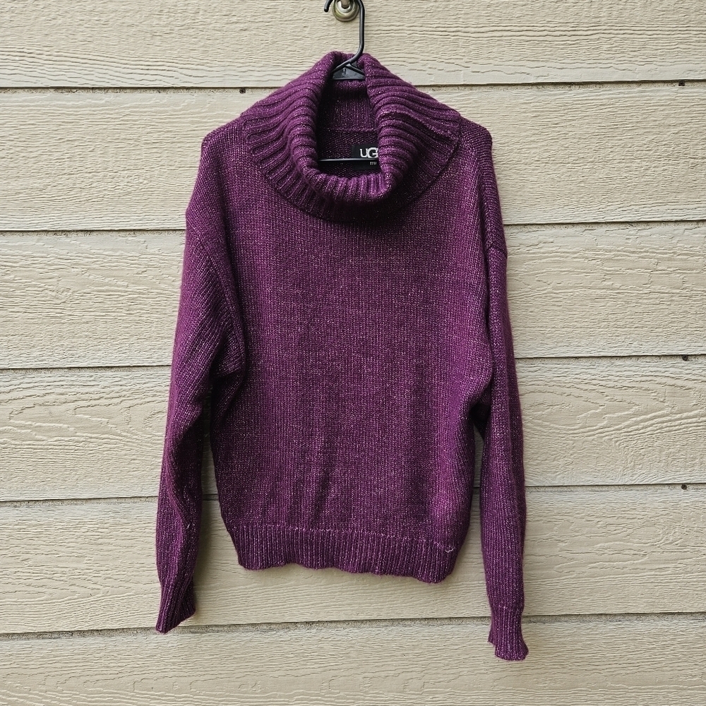UGG Lylah rollneck sweater purple metallic wool blend oversized small - Picture 1 of 9